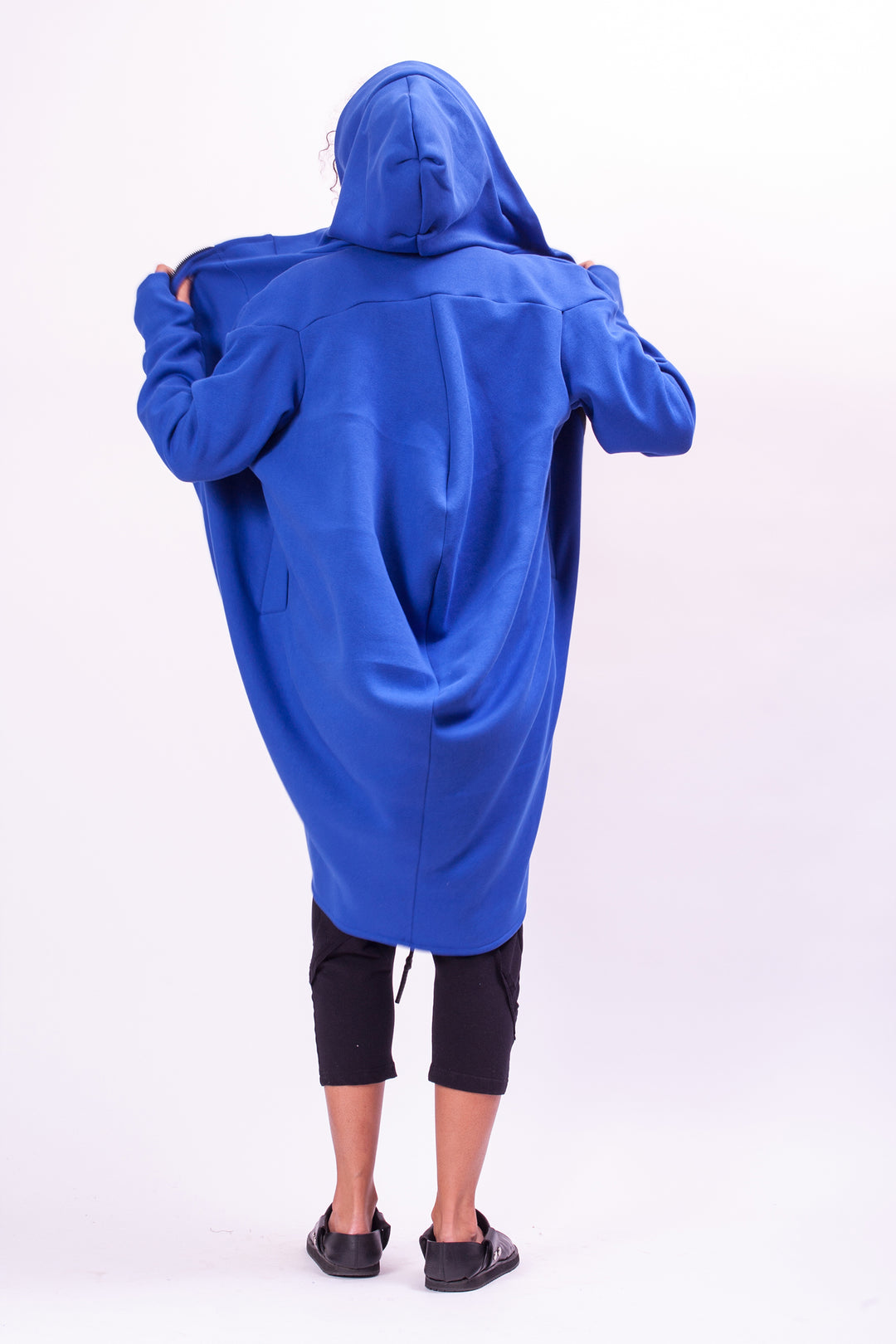 Blue Asymmetrical Hooded Sweatshirt