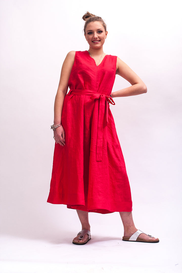 Raspberry Red Linen Jumpsuit