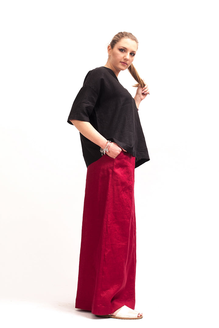 Wide Leg Linen Palazzo Pants