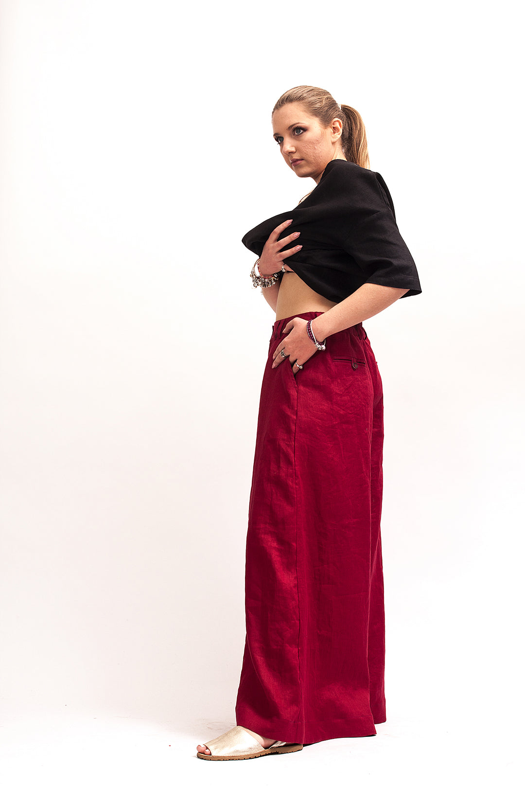 Wide Leg Linen Palazzo Pants