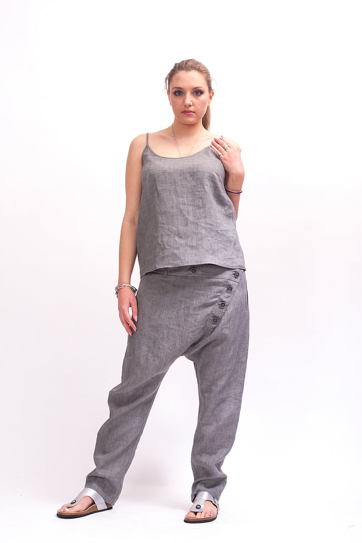 Loose Fitting Avant Garde Linen Harem Women's Pants