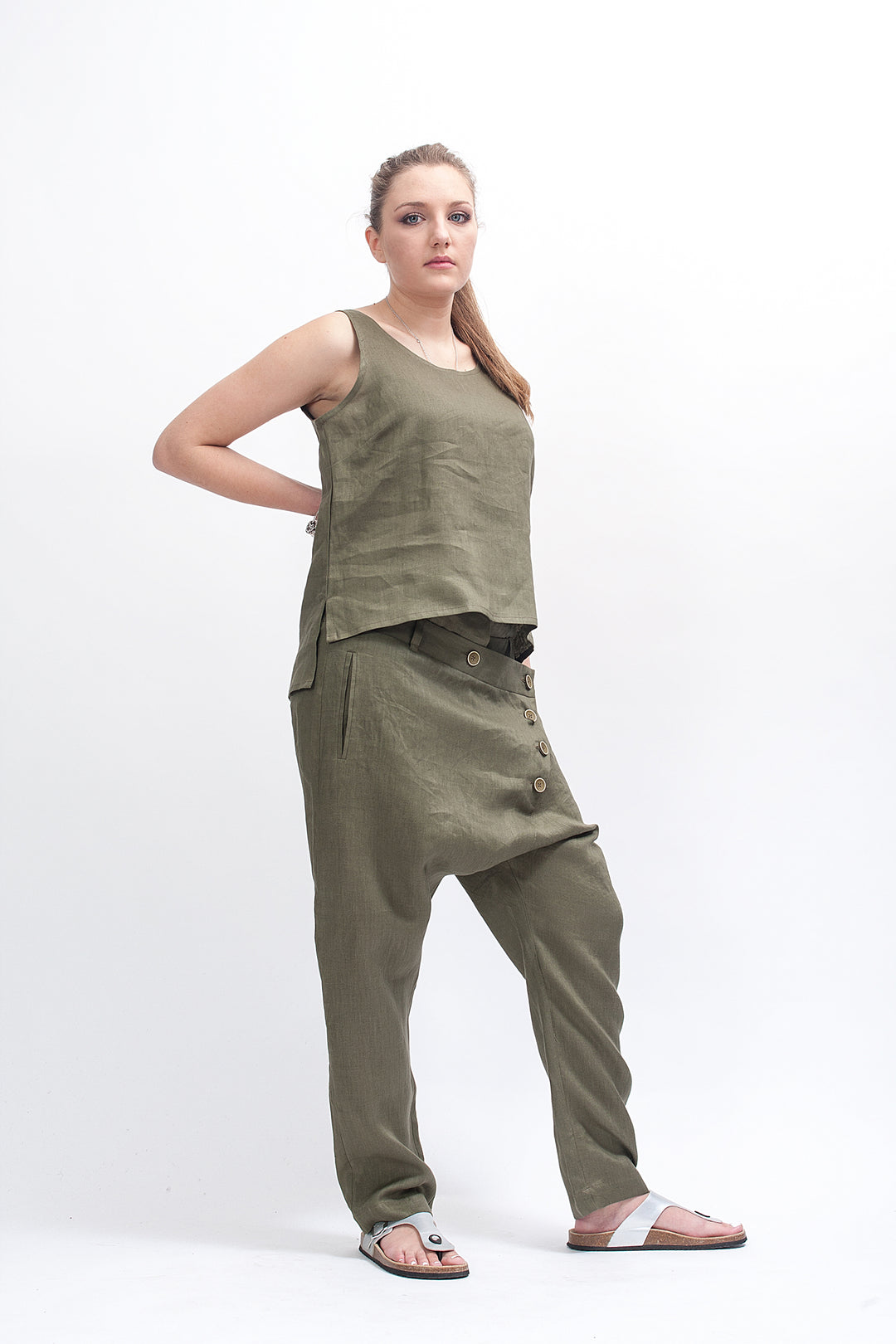 Loose Fitting Linen Harem Women's Pants