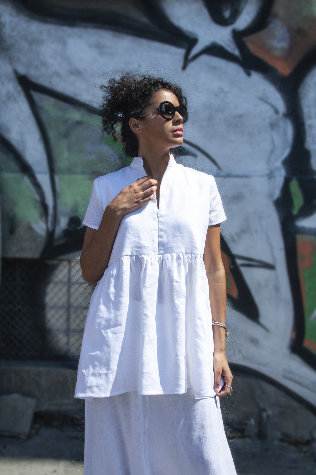 White Linen Shirt Tunic