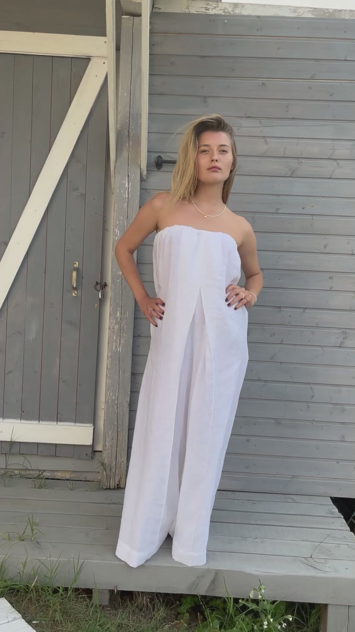 White Linen Jumpsuit