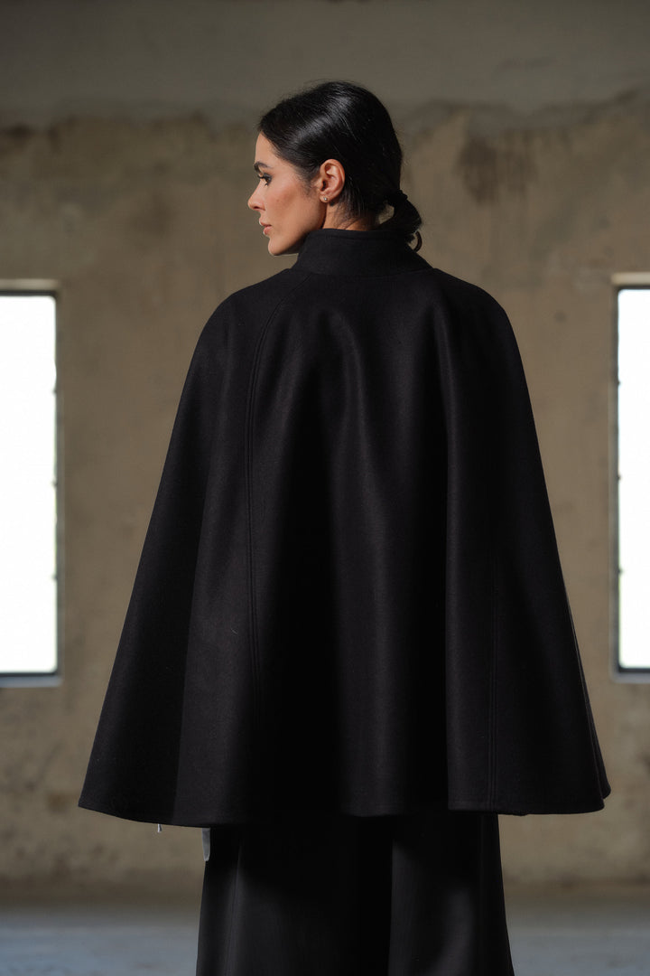 Winter Wool Cape, Plus size poncho, Oversized jacket for women, Elegant cloak coat, Short wool coat, Capsule wardrobe, Slow fashion