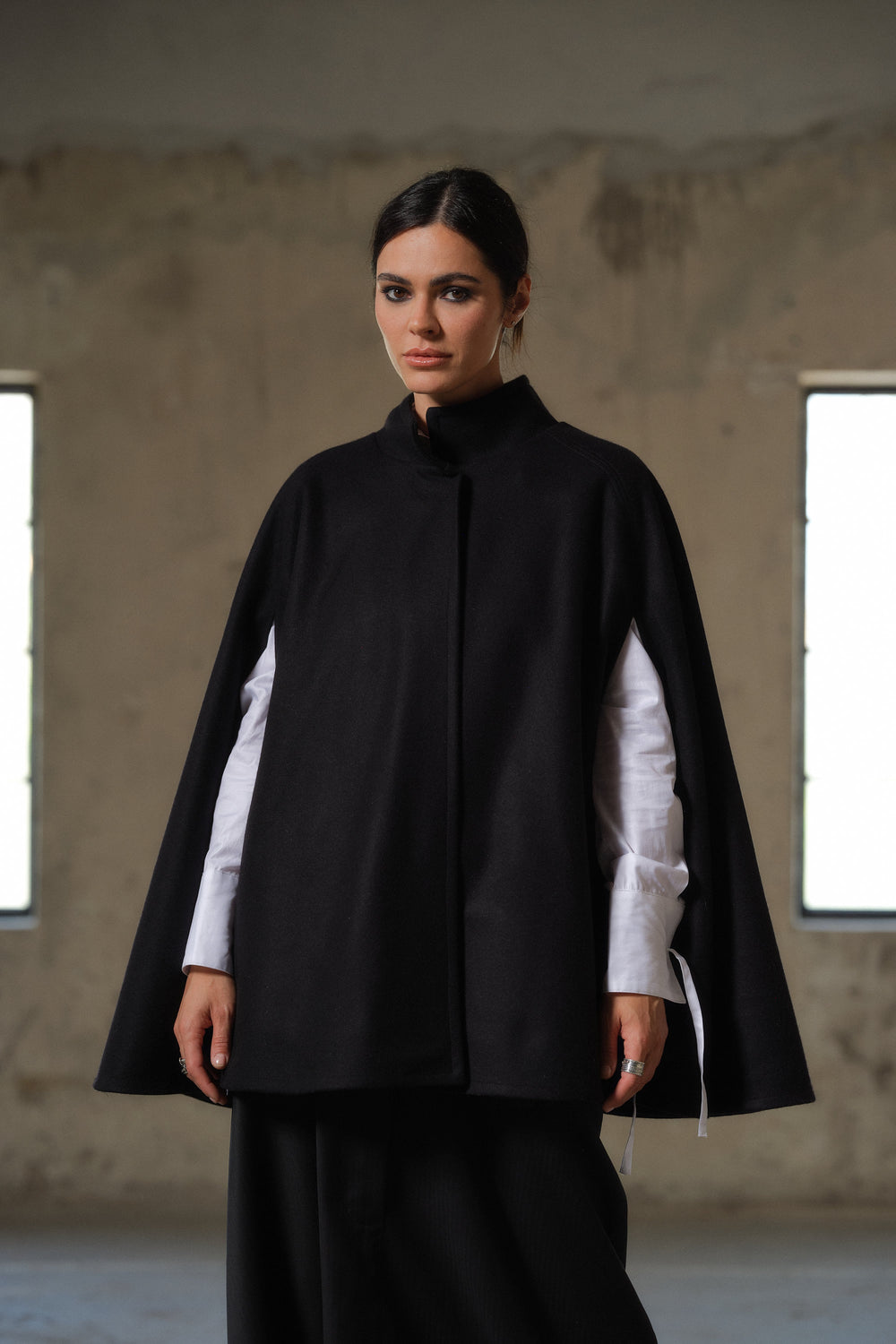 Winter Wool Cape, Plus size poncho, Oversized jacket for women, Elegant cloak coat, Short wool coat, Capsule wardrobe, Slow fashion
